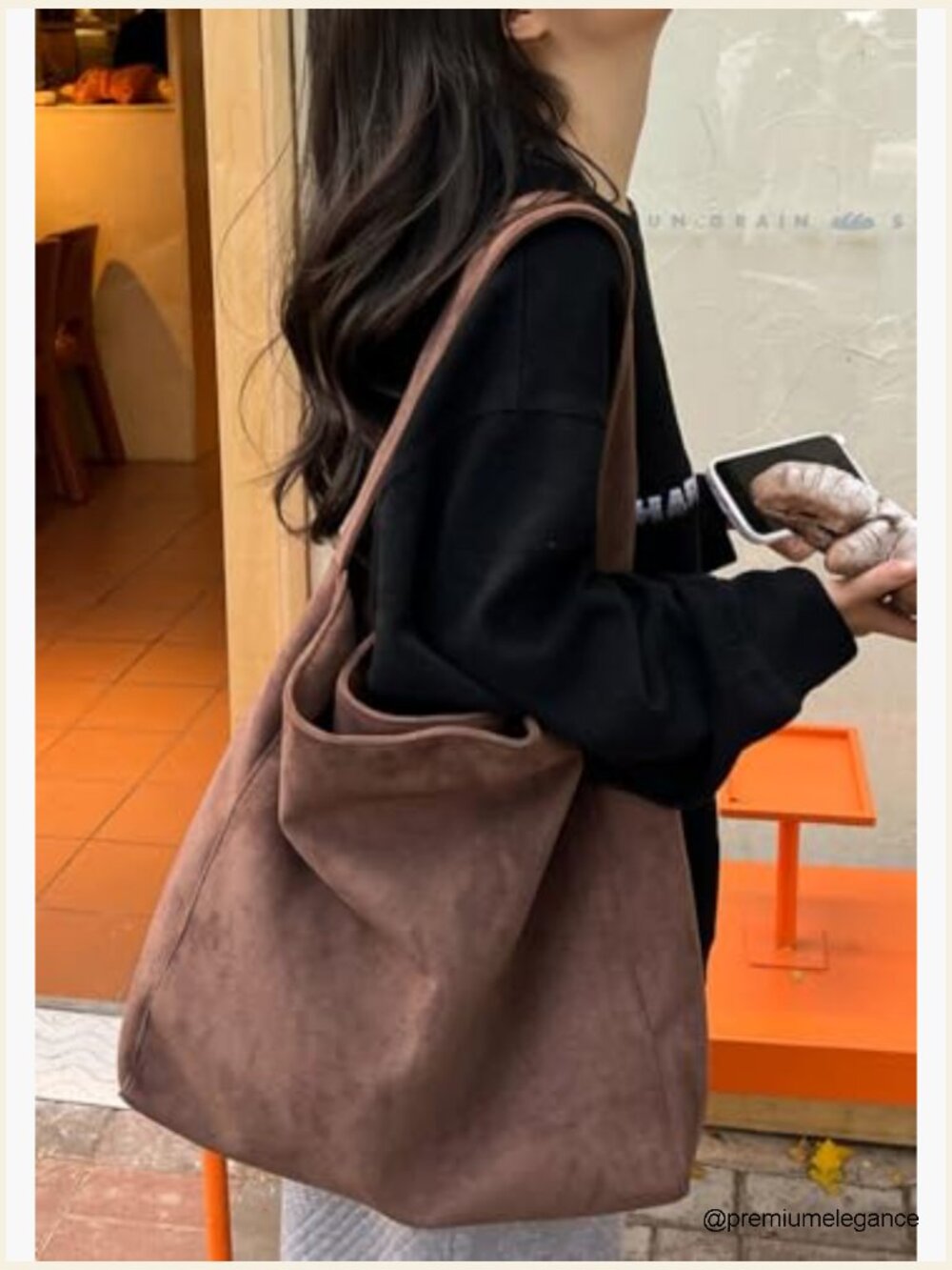 Large Suede Tote Bag Slouchy Shoulder Handbag Travel Hobo Satchel - Picture 2 of 7